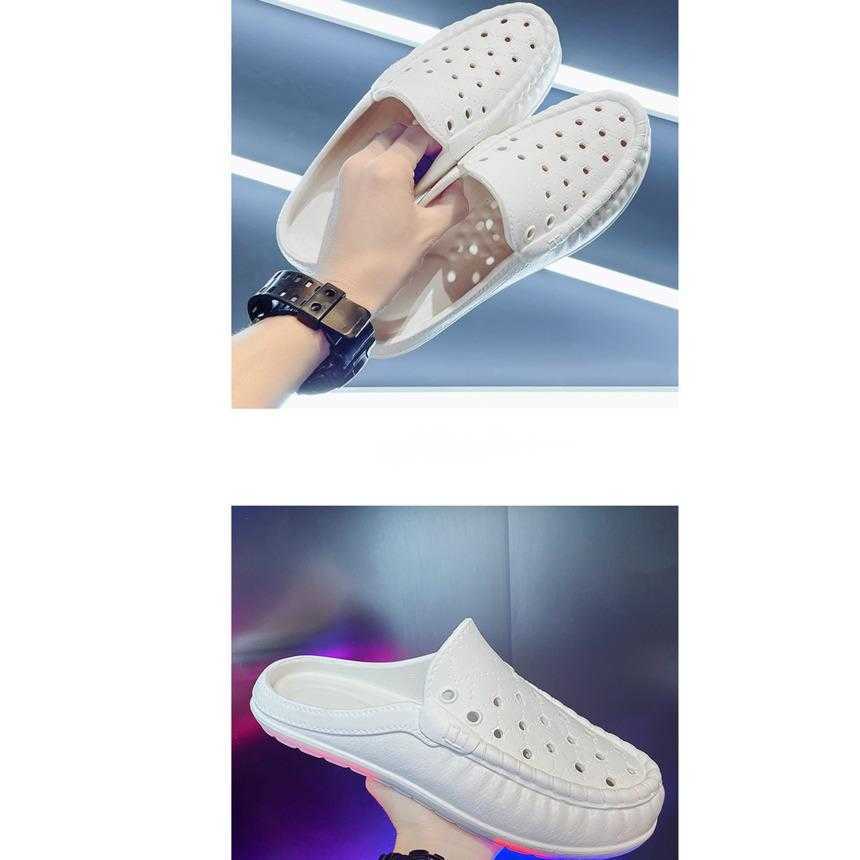 Men Dress Shoes Half Slipper Mens Summer Breathable New Exterior Soft Soled Anti Slip Beach Sandals Mens Hooded Sandals 241009