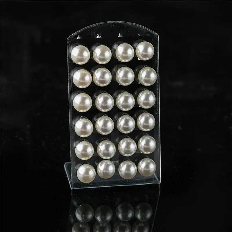 12 pairs of colored white imitation pearl earrings suitable for female earrings jewelry round earrings 4 6 8 10mm W241023