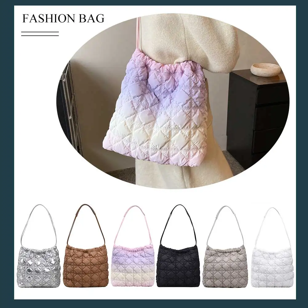 Women Diamond Quilted Bucket Bag Casual Pleated TLXT Cloud Bag Large Capacity Puffer Tote Bag Crossbody Sling Bag Girl Stylish Bag