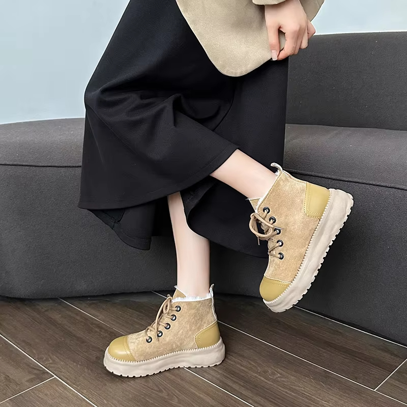 Martin Winter Snow Women's Ankle Plush Ing Warm And Comfortable Non-Slip Platform Womens Boots Wear Soles