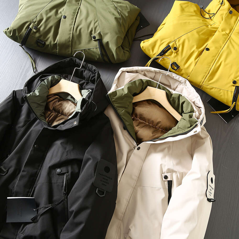 Men's Warm Windproof Hooded Cotton Jacket, Heat Reflection Inside, Outdoor Function Clothes, Thickened, Waterproof, Winter