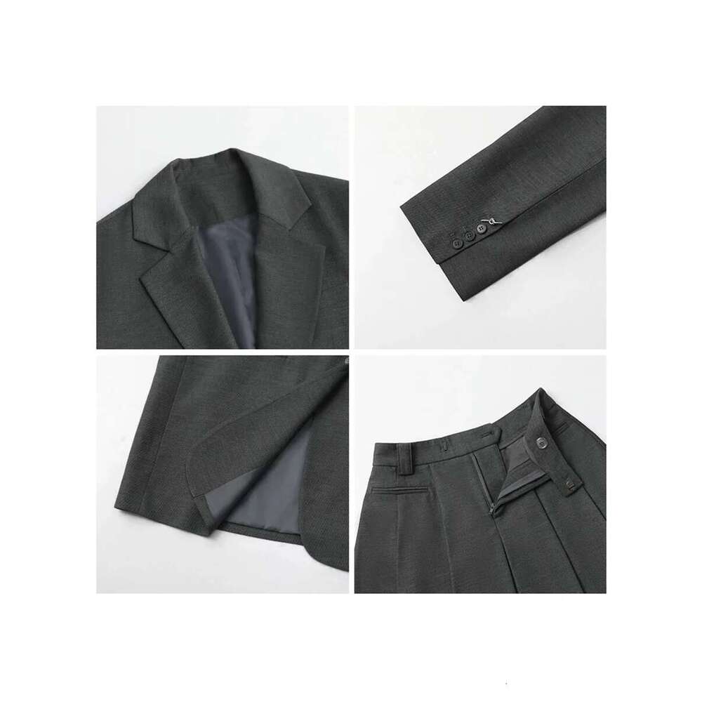 CHIC VEN Women's Blazer Loose New Single Button Jacket High Waist Pleated Skirt Female Clothing Set Spring Autumn 2024
