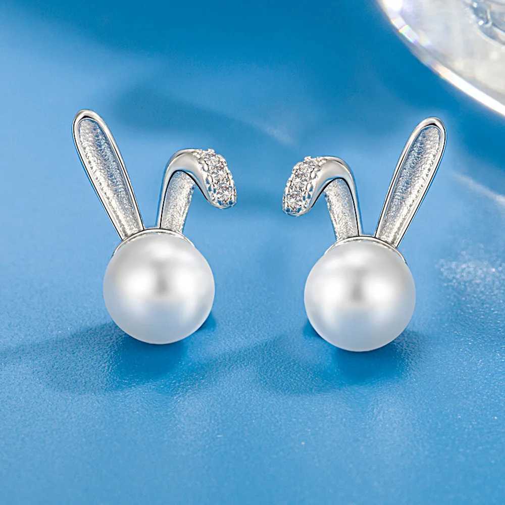 Pure 925 Sterling Silver High-quality Jewelry New Rabbit Crysal Pearl Stud Earrings For Woman XY0267X241023