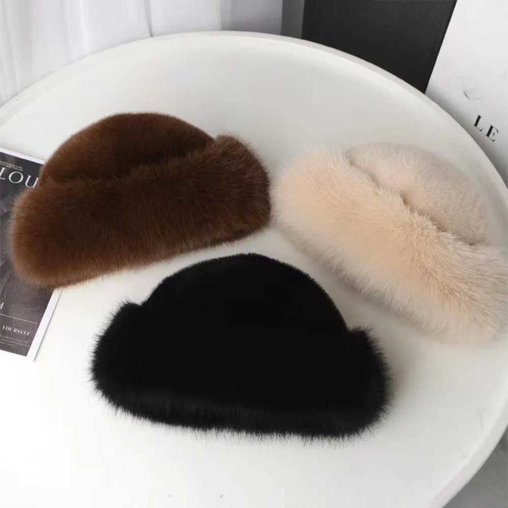 New hot fluffy fur bucket hat thick plush fishermans hat snow ear protection beret Christmas gift X241023
