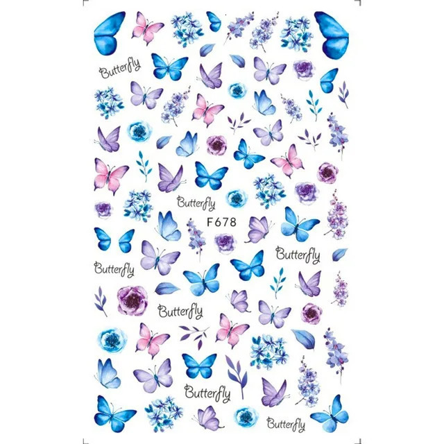 10 pieces of abstract line flower butterfly nail art stickers 3D Valentines Day nail decoration black and white nail slider 241024