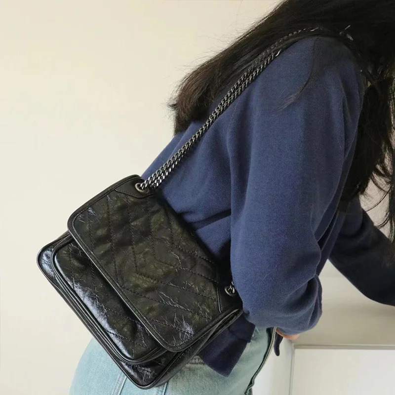 y goods AA genuine leather shoulder bag women classic versatile messenger ladies handbag 241021