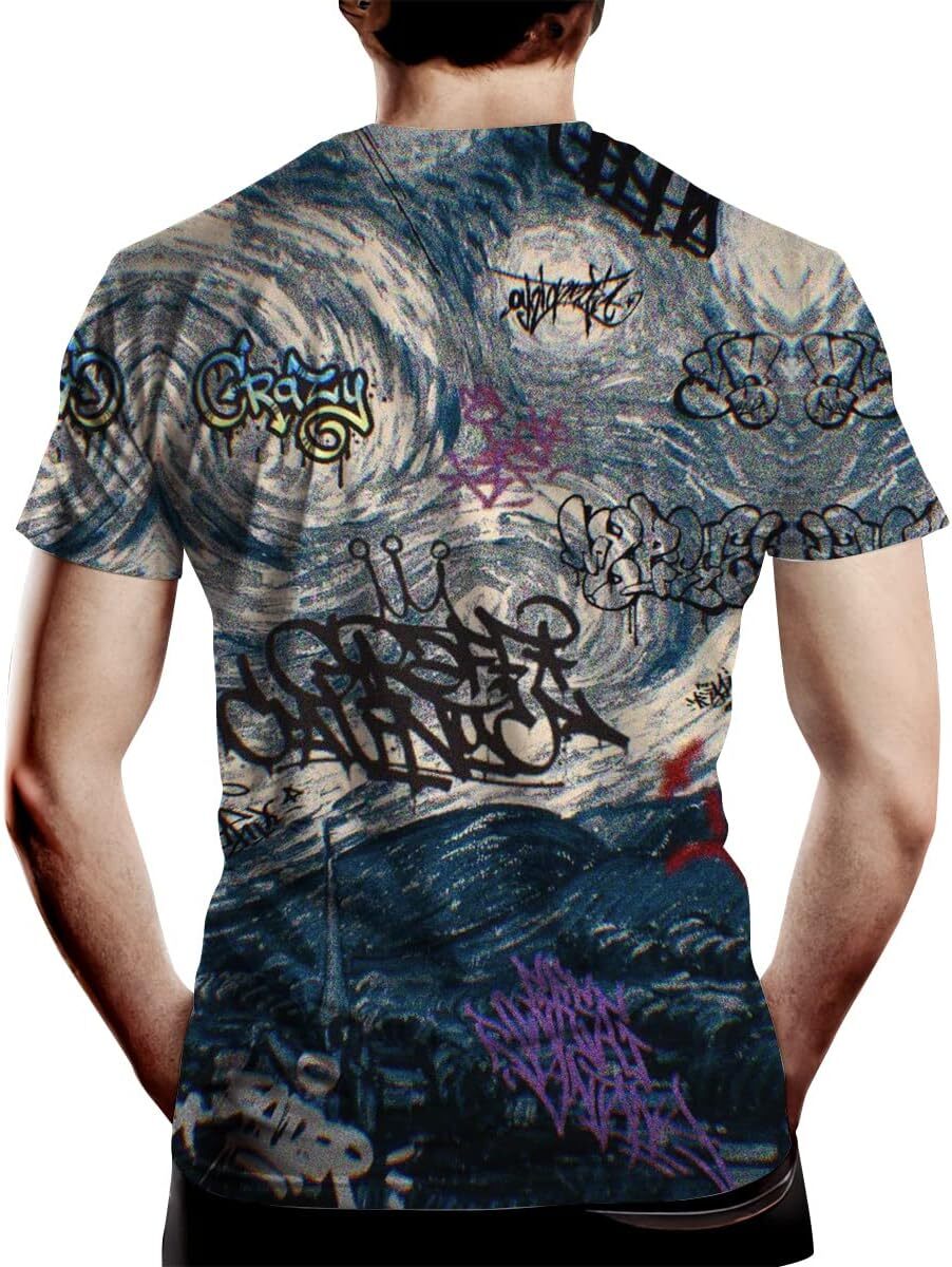 Mens T shirt Men's Graffiti Print Creative Novelty 3D Graphic T Shirt Casual tops summer clothes Breathable trend