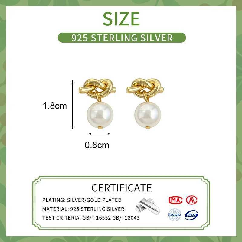 PONYKISS 925 Silver Needle Pearl Round Tie Knot Stud Earrings for Women Classic Fashion Jewelry Minimalist AccessoriesX241023