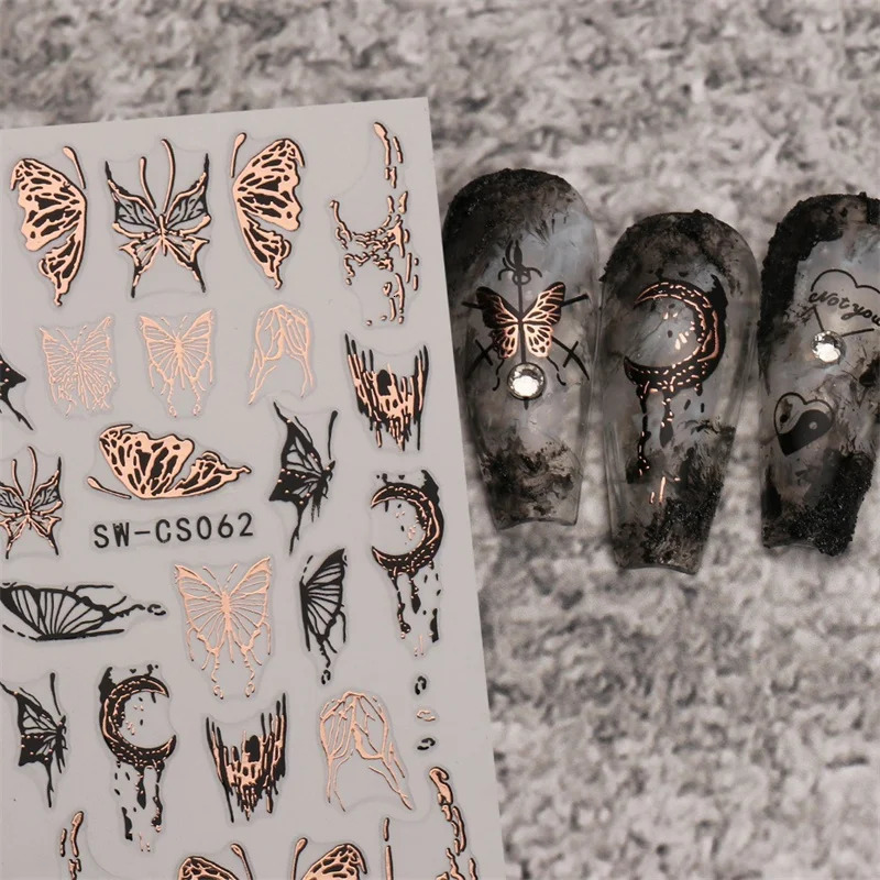 50/100 pieces of Ins style 3D adhesive nail art stickers healthy and can be unloaded bronze nail art stickers creative handmade 3D effects 241024