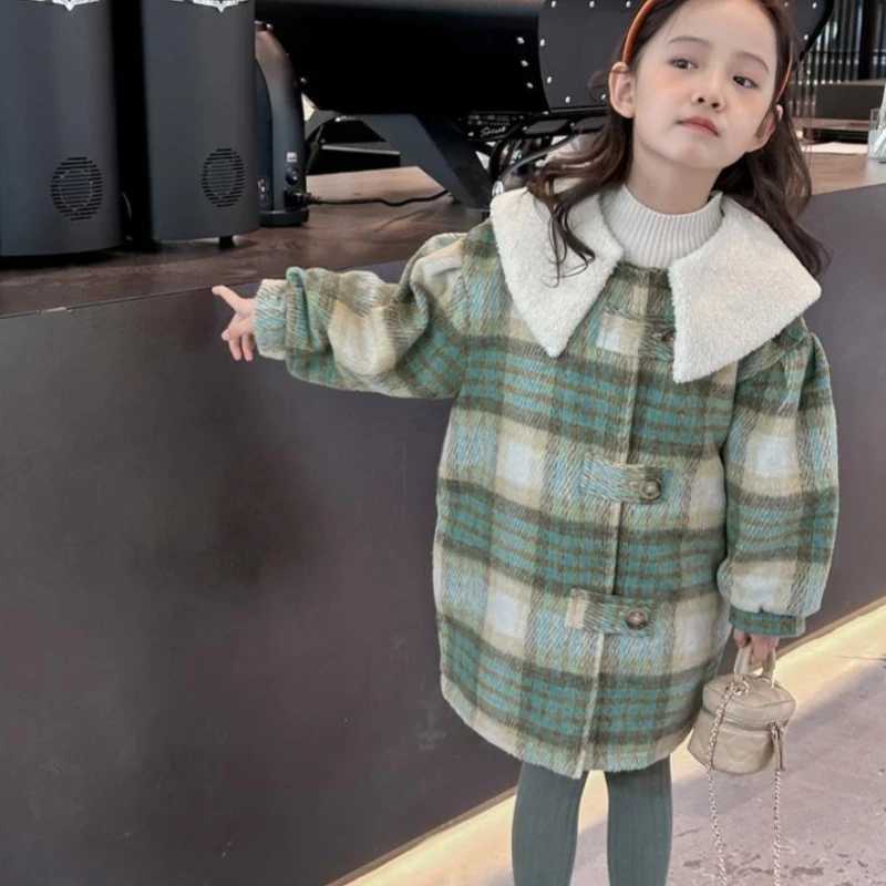 Womens wool coat jacket windproof jacket 2023 collar warm thick winter cotton youth jacket childrens clothing W241023