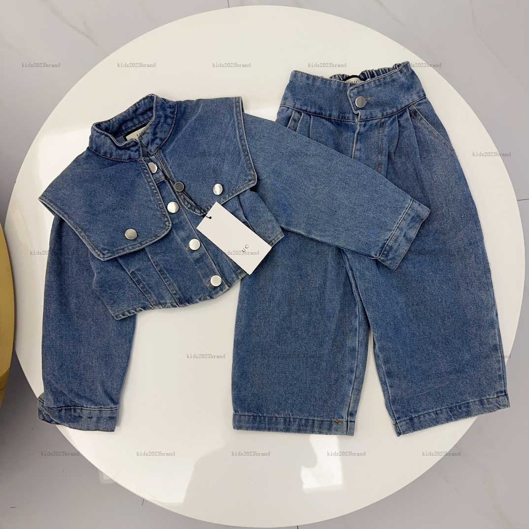 New baby Tracksuits Girl denim suit Girl denim suit High quality child autumn set kids designer clothes Denim jacket and wide leg jeans
