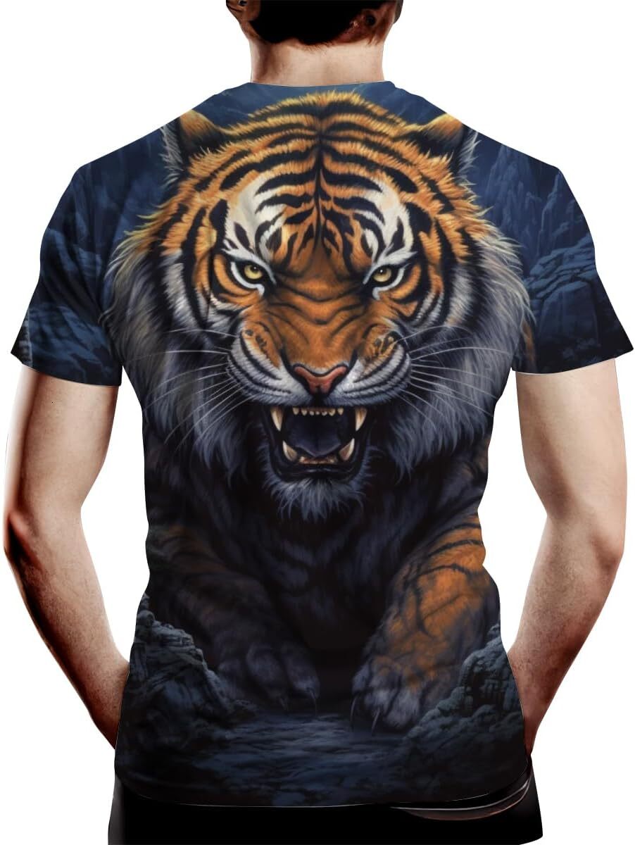 Mens T shirt Men's Tiger Print T Shirt 3D Print Cool Casual Tee Top tee Casual tops summer clothes Fashionable and cool