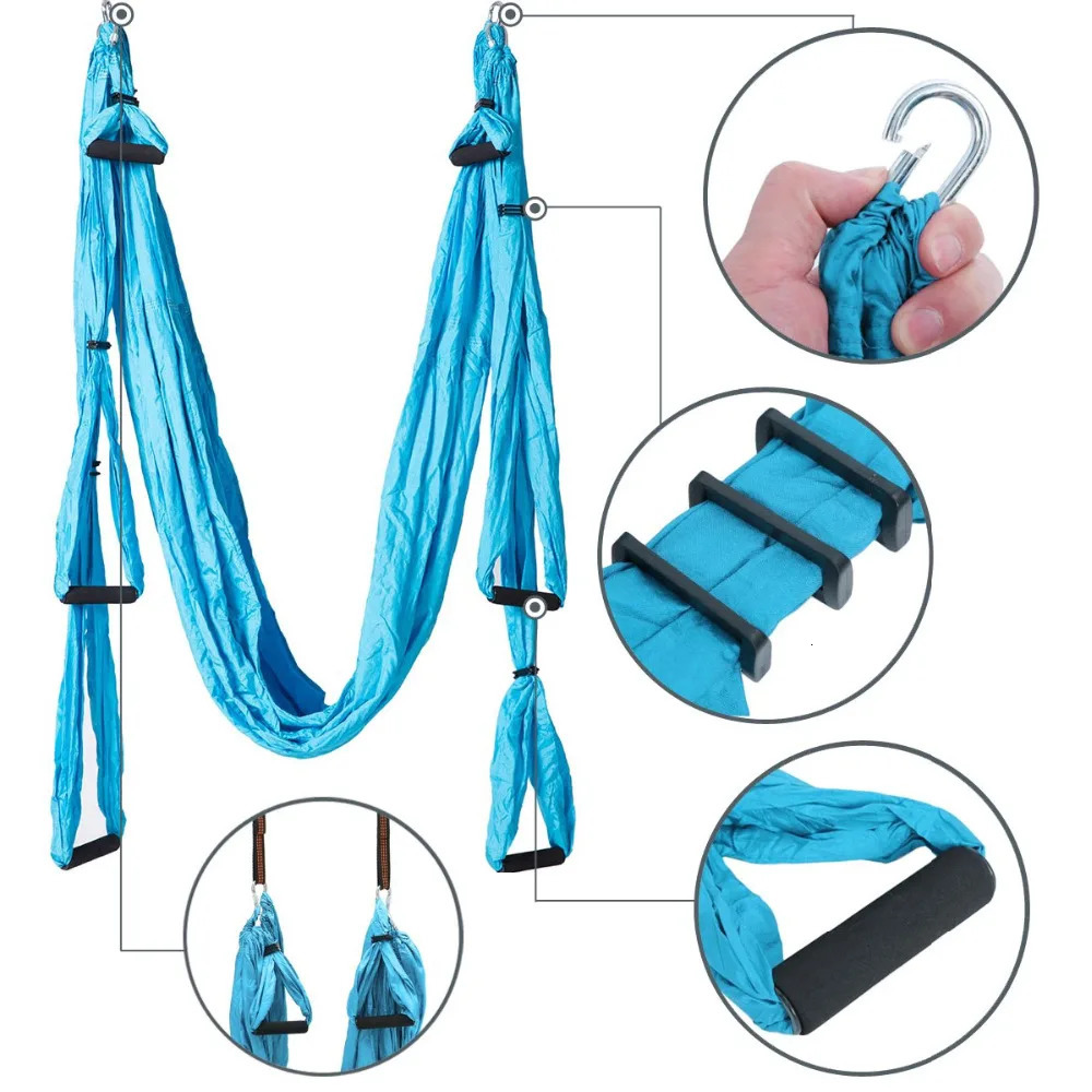15 Color 6 Handles Antigravity Aerial Yoga Hammock Set Multifunction Belt Flying Inversion Tool with Carry Bag 241024