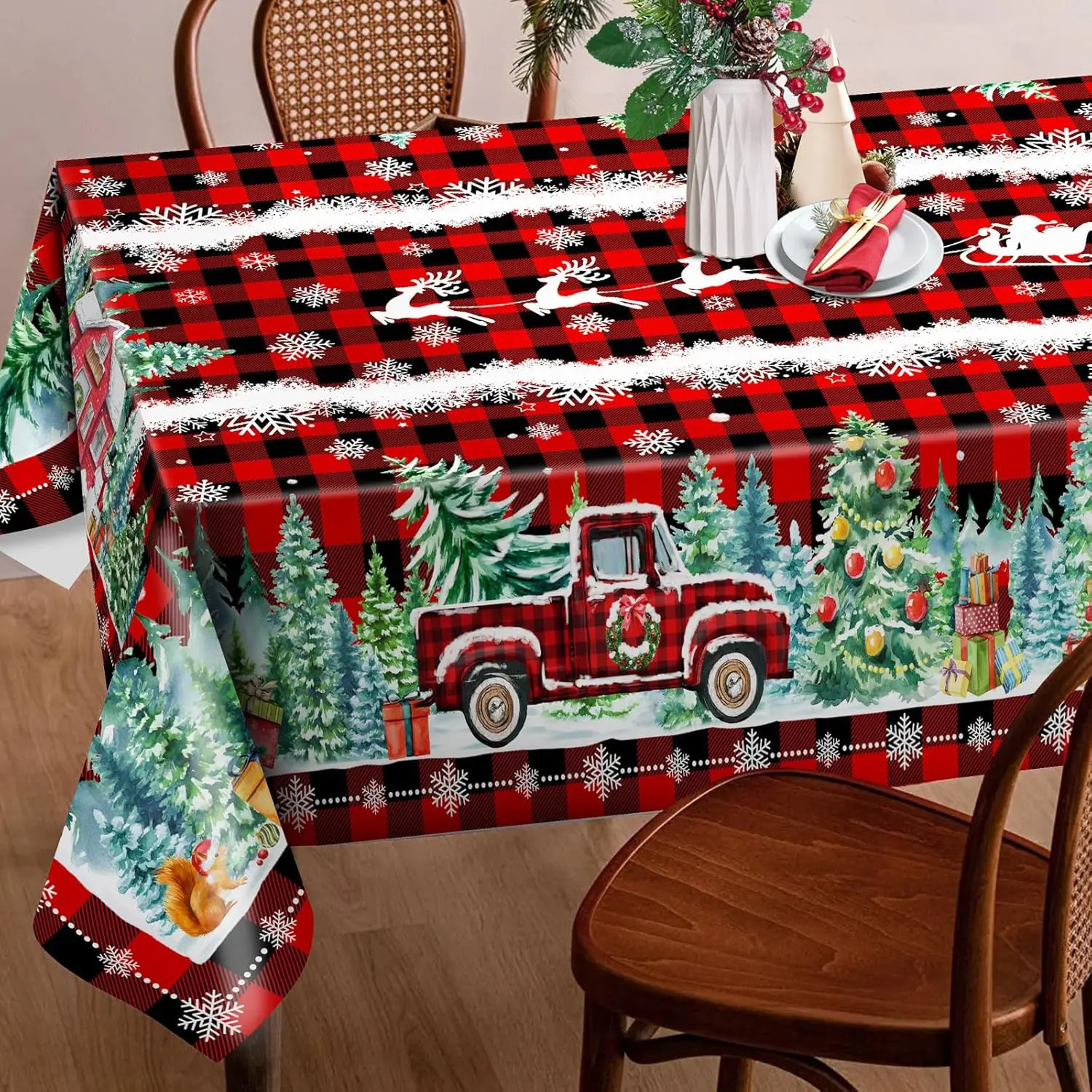 Christmas Buffalo Plain Rectangular Waterproof Tablecloth Holiday Party Decoration Durable Tablecloth Used for Wedding Table Decoration 241024