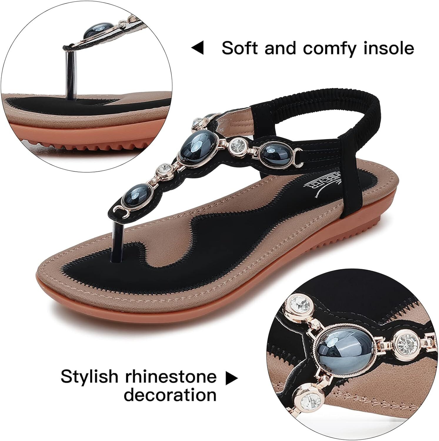 Women's Flat Sandals: Summer Comfortable Dress with Toe Clamp Flat Sandals