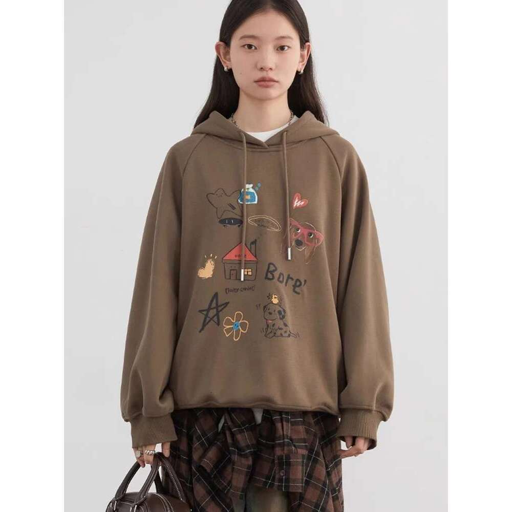 CHIC VEN Women Sweatshirts Loose New Streetwear Casual Hooded Printed Long Sleeved Female Fleece Top Autumn Winter 2024