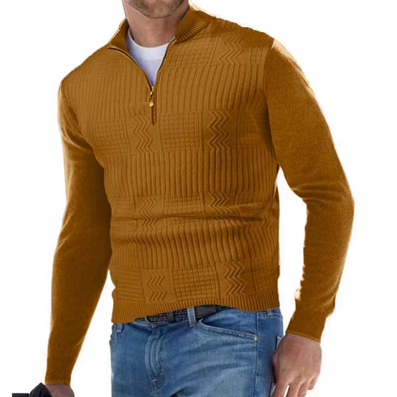 New Mens Half Zipper Sweaters Solid Color Pullover V-neck Long Sleeve Knitted Warm Sweater Autumn Casual Slim Sweatshirts LX241024