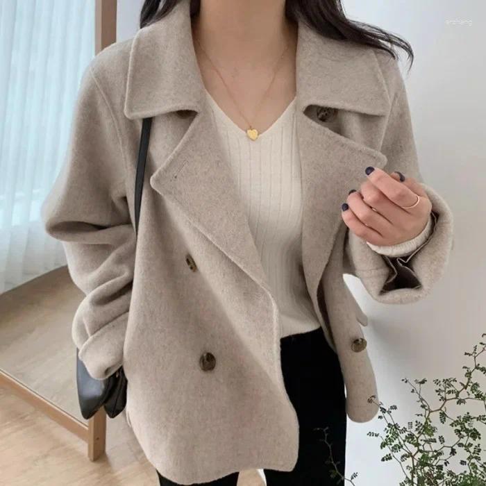 Outerwear Plus Size Warm Autumn Winter Woolen Jacket Short Sleeve Long Casual Leisure Women's Coat Small Friendly Stylish Westylin...