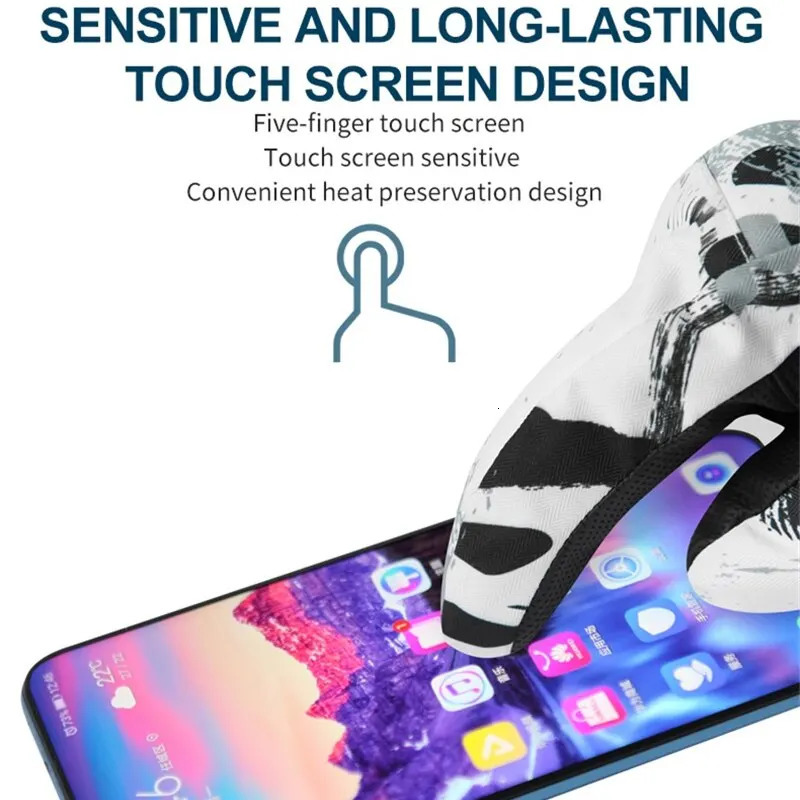 Winter Snowboard Ski Gloves Unisex PU Leather Nonslip Touch Screen Waterproof Motorcycle Cycling Fleece Warm Snow Sports 241024