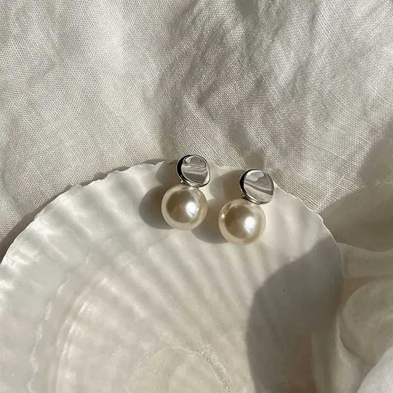 PONYKISS 925 Silver Needle Bead Pearl Round Stud Earrings for Women Classic Fashion Jewelry Minimalist Geometric AccessoriesX241023