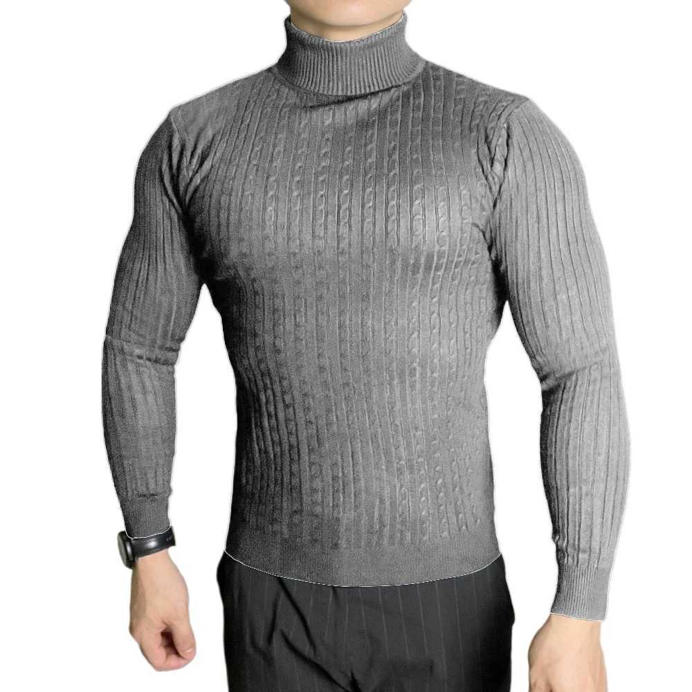 Autumn Mens Long Sleeve Knitted Sweaters Solid Color Breathable Turtleneck Pulloverr Winter Warm Sweatshirts Outdoor Streetwear LX241024