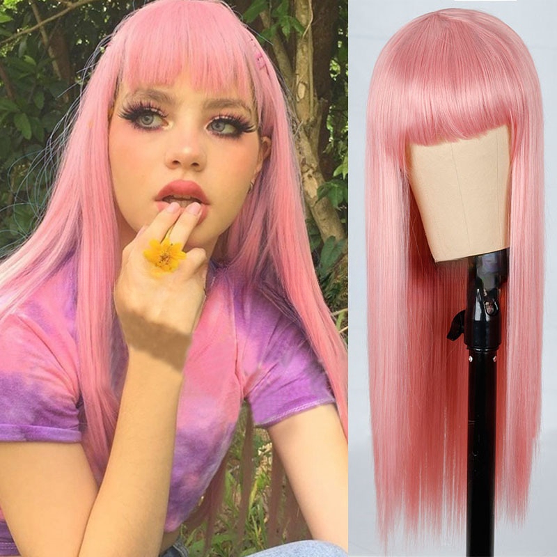 Wigs for women long straight hair European and American fashion dyed long hair chemical fiber wig