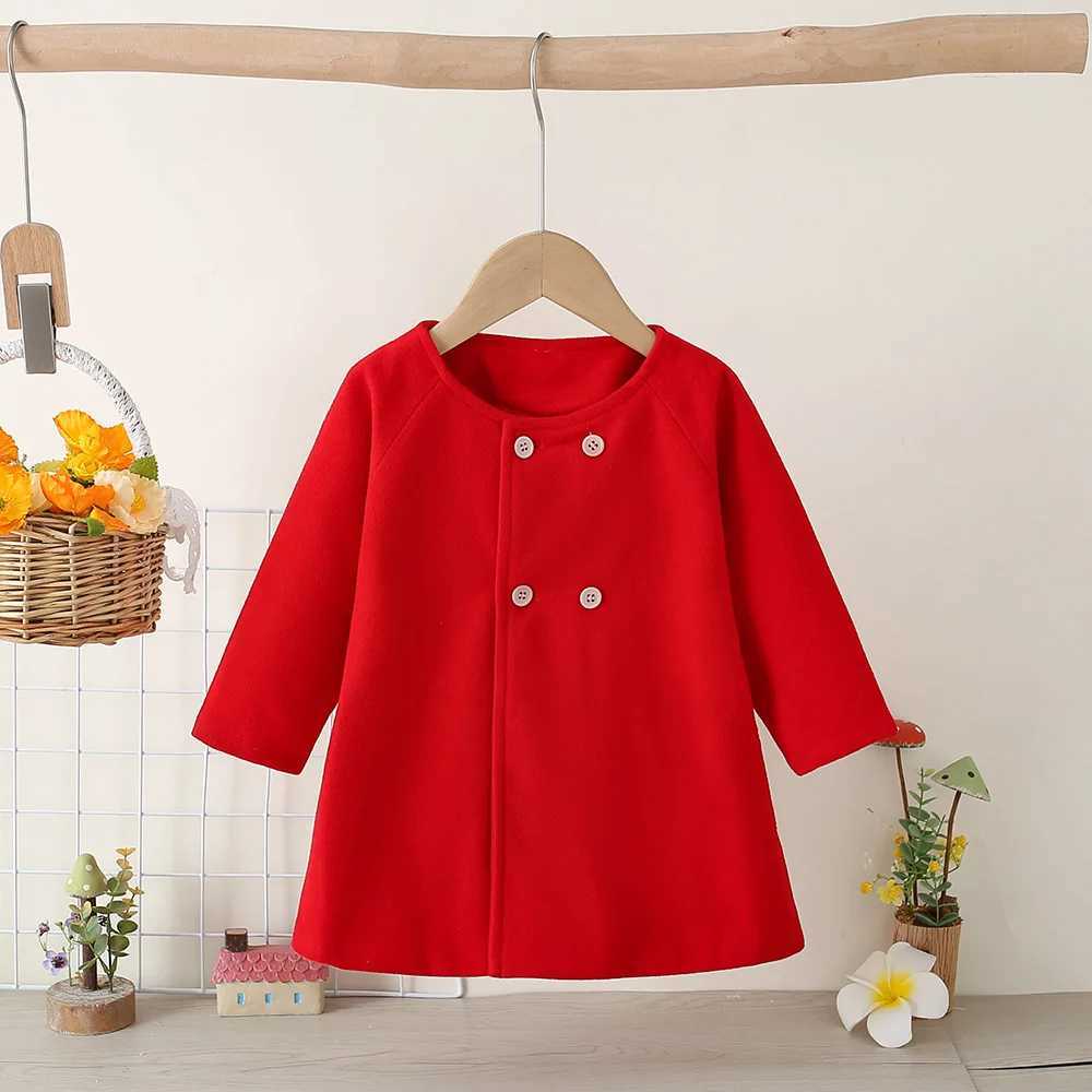 (6 months -3 years old) New Korean chiffon baby girl jacket for autumn and winter simple solid color childrens long sleeved clothing W241023