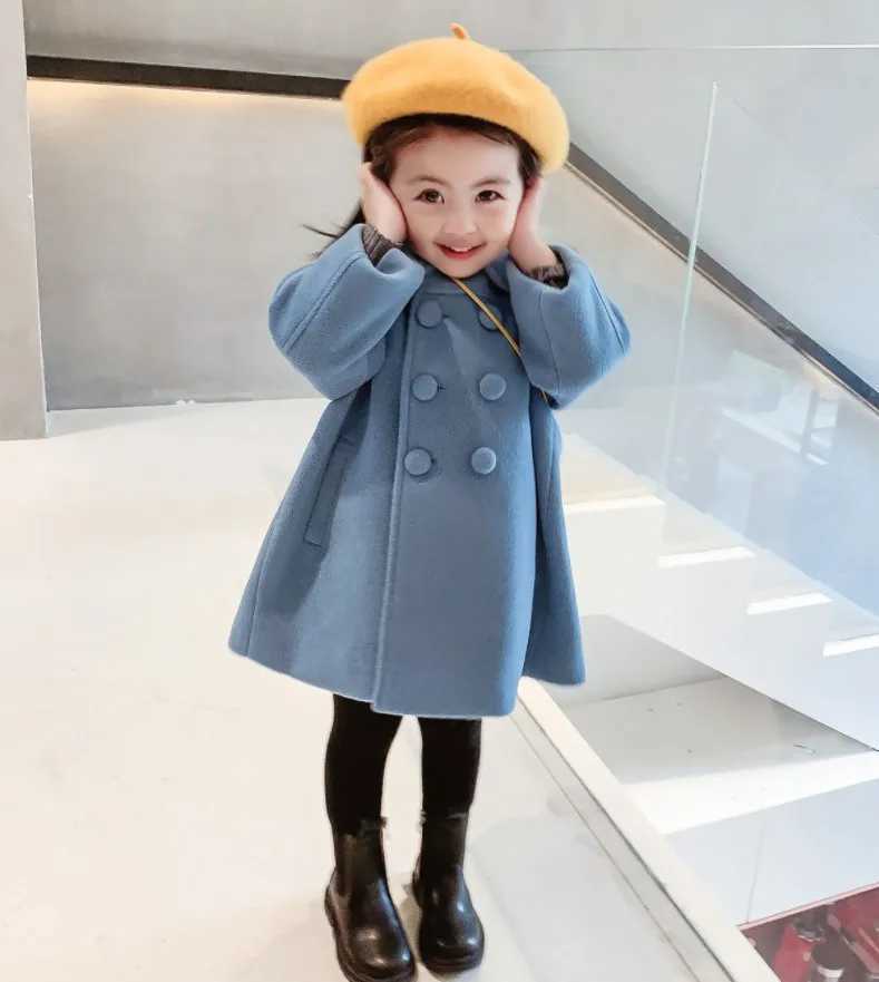 2-6Y childrens clothing childrens jacket double breasted girl wool jacket autumn winter trench jacket winter jacket W241023
