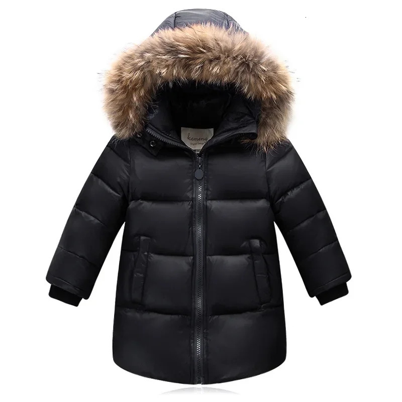 natural fur winter jacket suitable for boys outerwear girls childrens clothing thick outerwear park children 80-160cm 241024