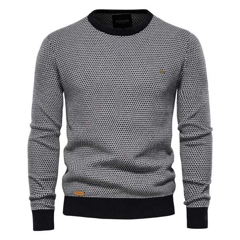 Autumn Winter Mens Sweater High-quality Round Neck Color Blocking Cotton Knitwear Pullover Male Fashion Casual Slim Sweatshirts LX241024