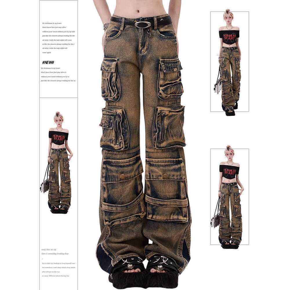 Women's Y2k Baggy Cargo Jeans Haruku Denim Trousers Aesthetic Punk Jean Pants Vintage Japanese 2000s Style Trashy Clothes 2024