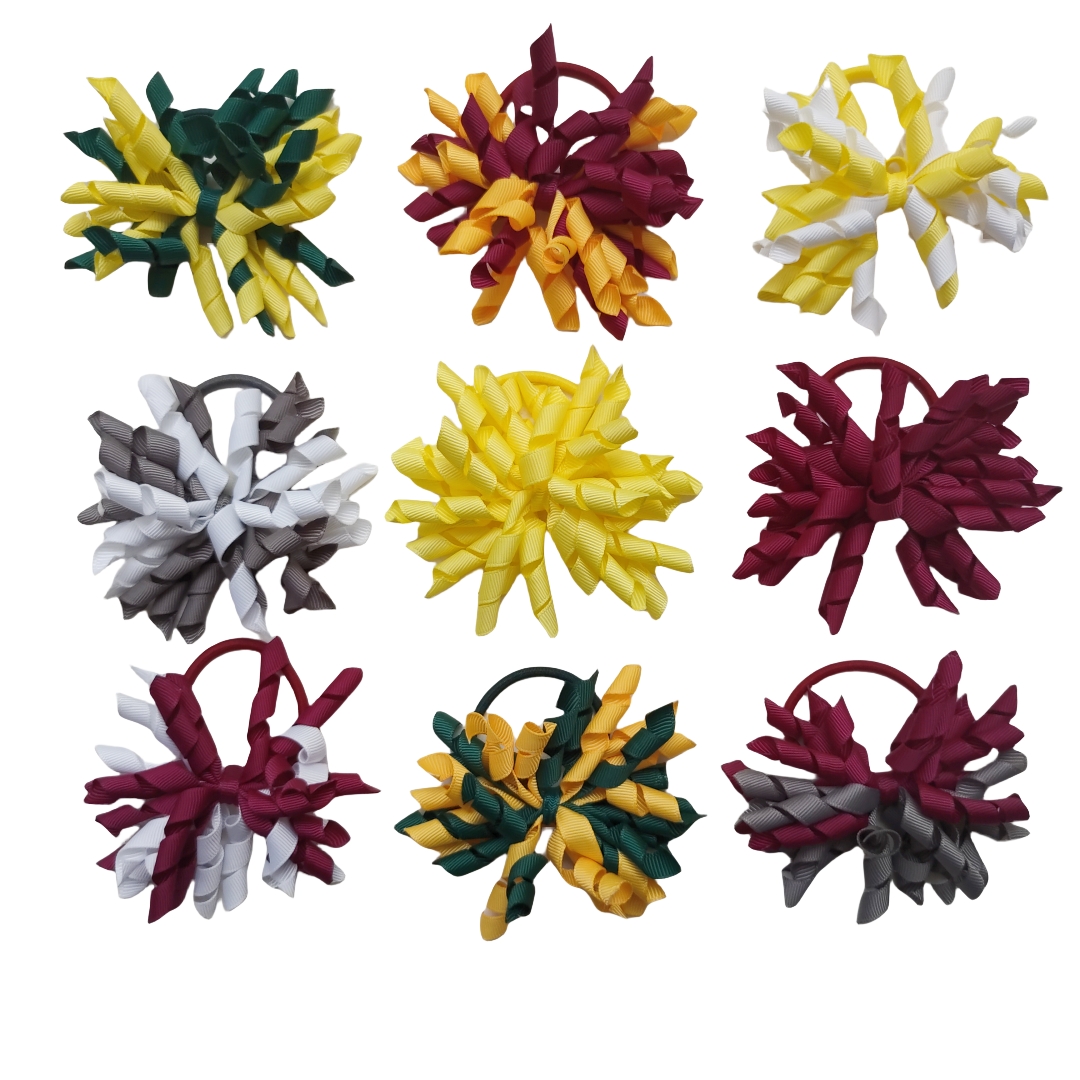 Korker 4INCH Bows Flowers Elastic Hairband Alligator Clips Curly Grosgrain Ribbon Ponytail Holder Girl Children's Corker Bobbles Ties Headband Ac