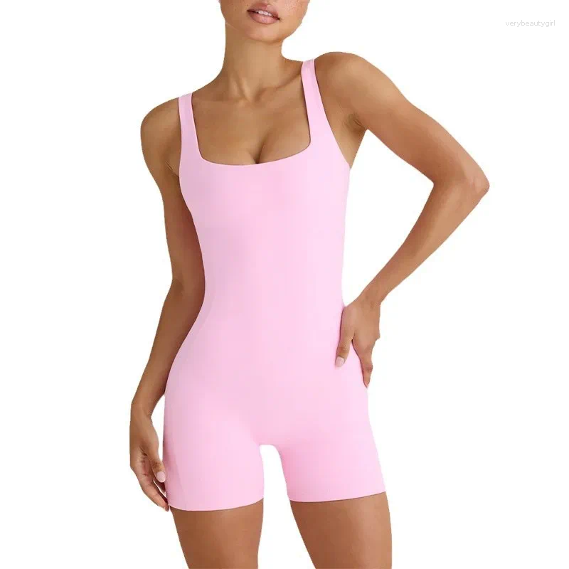 Active Sets Sexy Backless Yoga Jumpsuit Shorts Sport Gym Set Tennis Wear Workout Clothes For Women Outdoor Casual Tracksuit