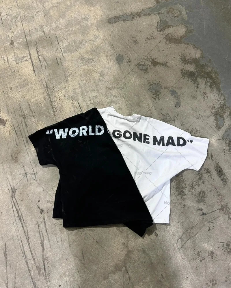 Y2K Harajuku letter printed casual loose T-shirt for men American street hip-hop retro fashion version oversized top-level womens clothing 241024