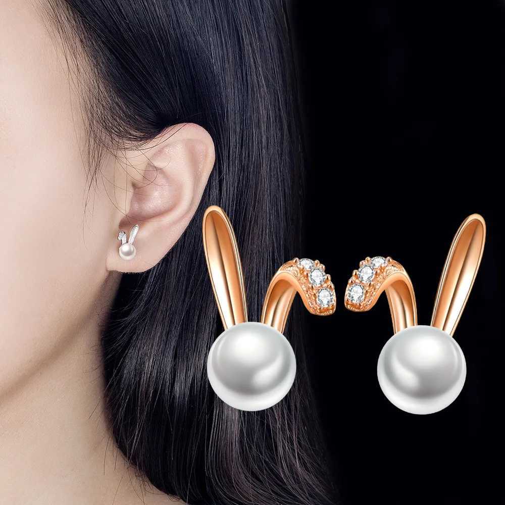 Pure 925 Sterling Silver High-quality Jewelry New Rabbit Crysal Pearl Stud Earrings For Woman XY0267X241023