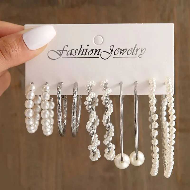 Fashion imitation pearl earring set new 6 pairs combination light luxury and niche design earrings and earrings W241023