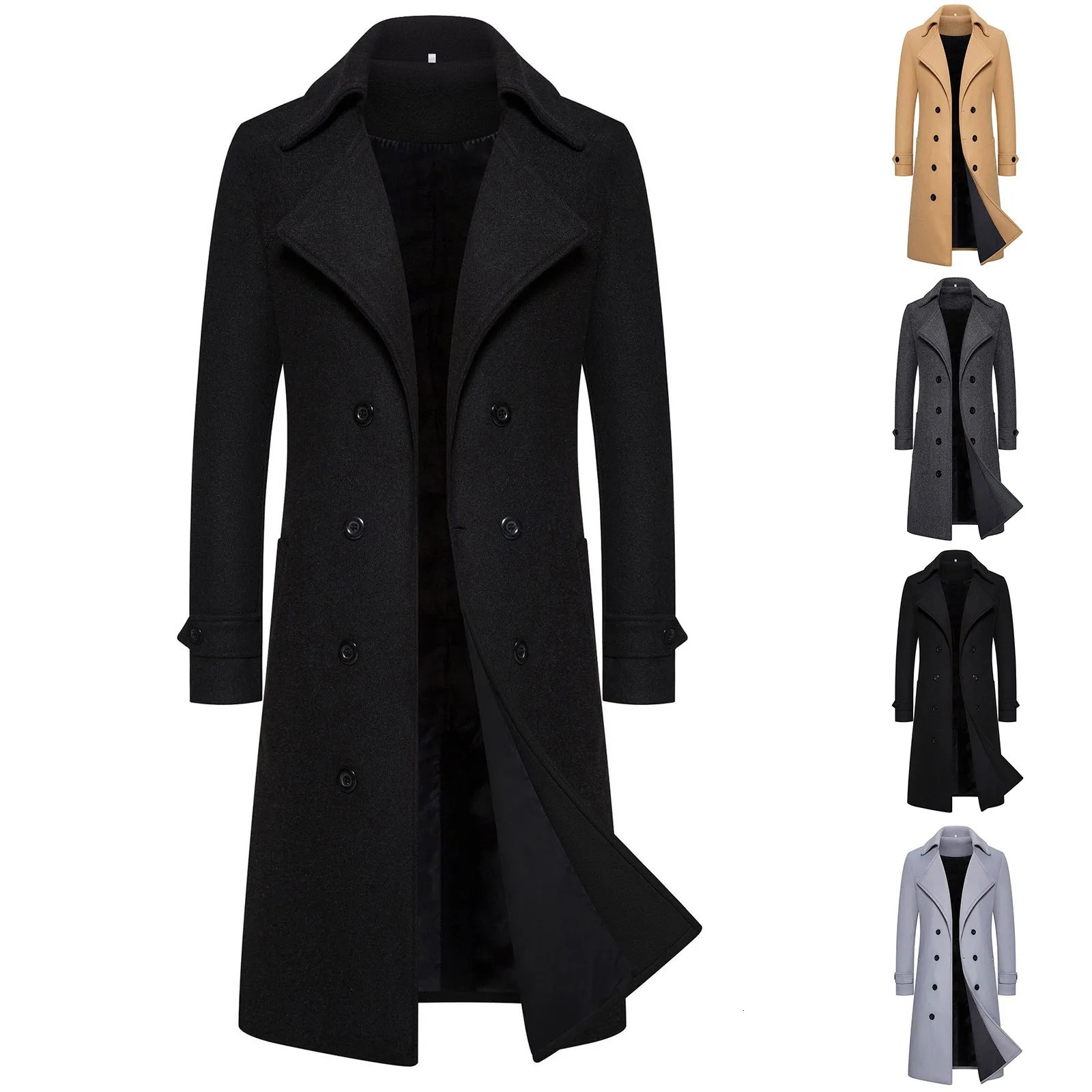 Neutral style long wool coat trend fashionable double chest elegant windproof wool jacket autumn daily classic fully matched slim fit jacket 241024