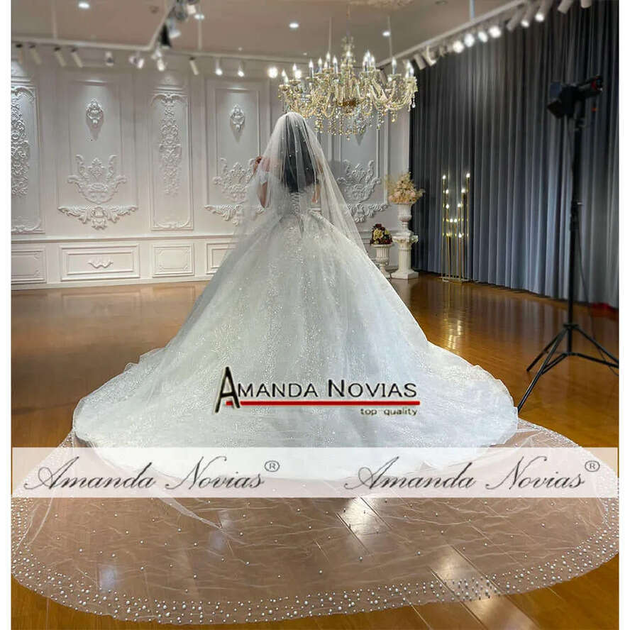 Off The Shoulder Straps Pearls Bridal Dresses