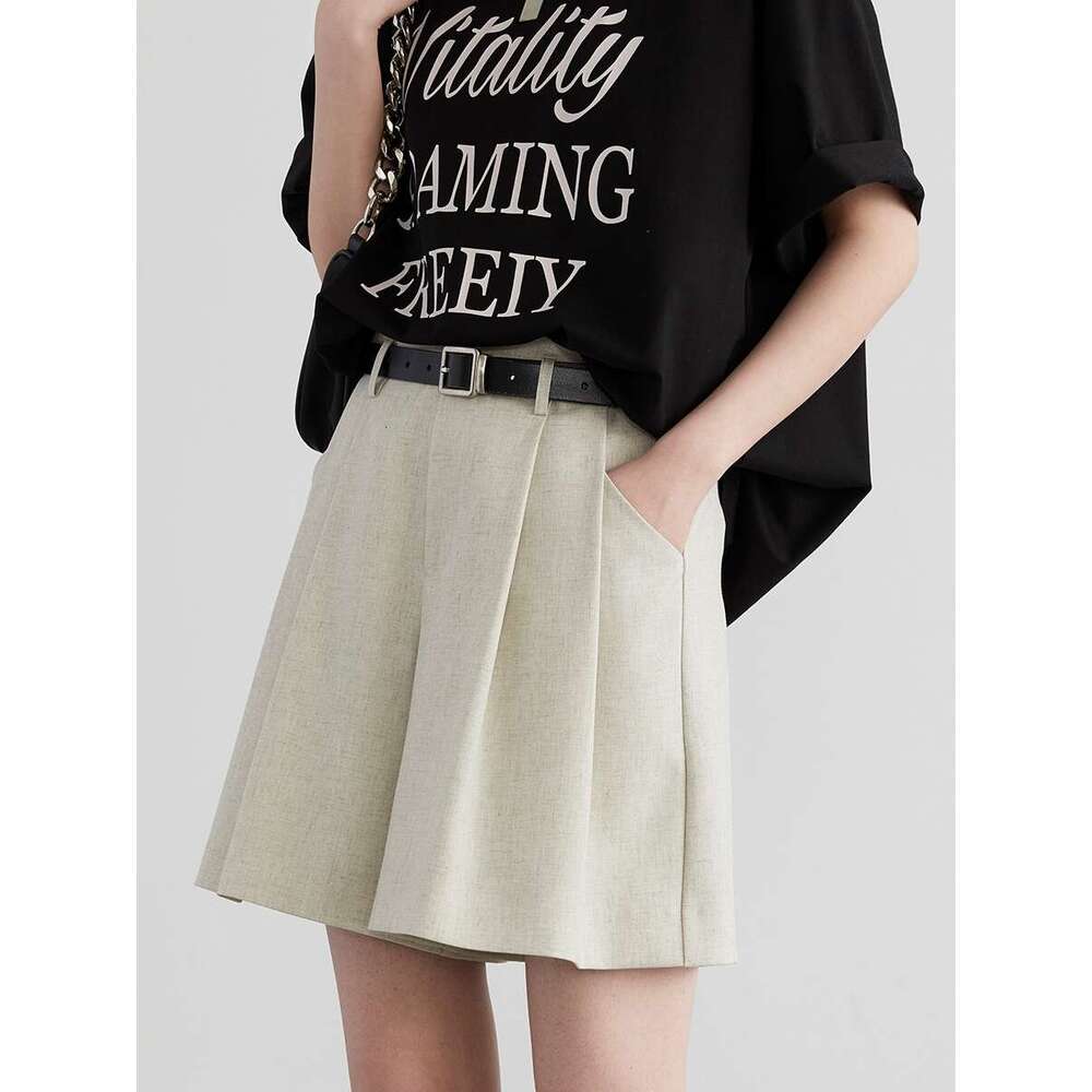 CHIC VEN Women Loose New Minimalist En Casual Shorts A-E Pleated Suit Pants Short Trousers Summer 2024