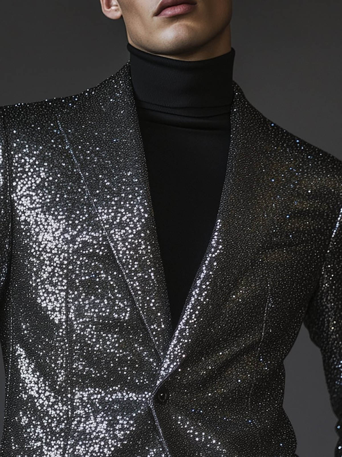 Bright Sequined Men Wedding Tuxedos Black Peaked Lapel Tailored Pants Suits Birthday Party Prom Groom Wear 2 Pieces