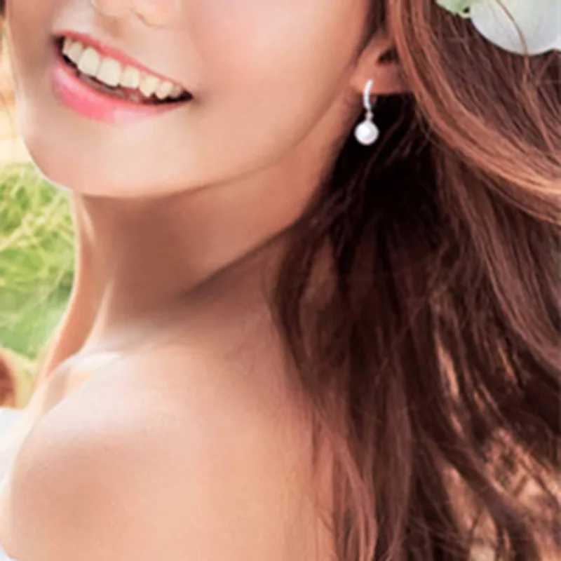 CHSHINE 2020 Genuine Natural Freshwater Pearl 925 Pure Silver Earrings Pearl Necklace W241023