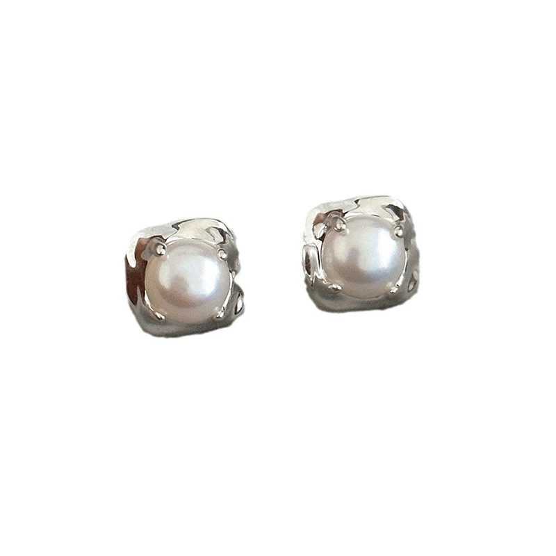 PONYKISS 925 Silver Square Pearl Stud Earrings for Women Cute Fine Jewelry Minimalist AccessoriesX241023