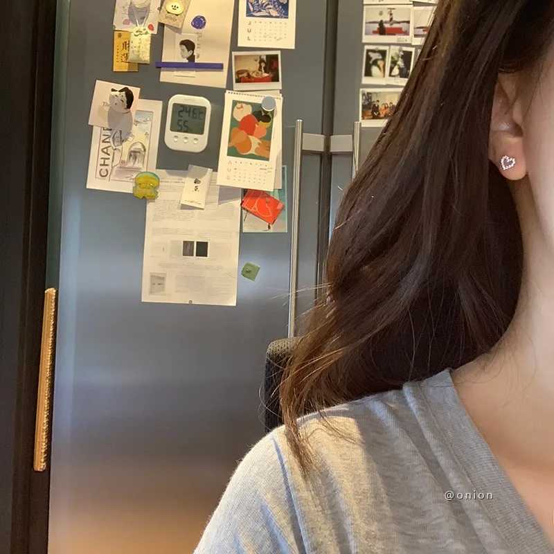 925 Sterling Silver Micro-set Zircon Heart Stud Earrings for Women Plated 14k Gold Mini Earring Girl Birthday Gifts JewelryX241023