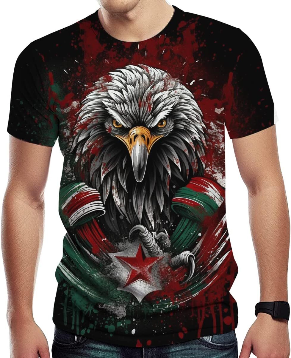Mens T shirt Men's Cool T Shirt with Mexican Flag and Eagle, Street Novelty Tee, Best Birthday Gifts tee Casual tops summer clothes Breathable tr