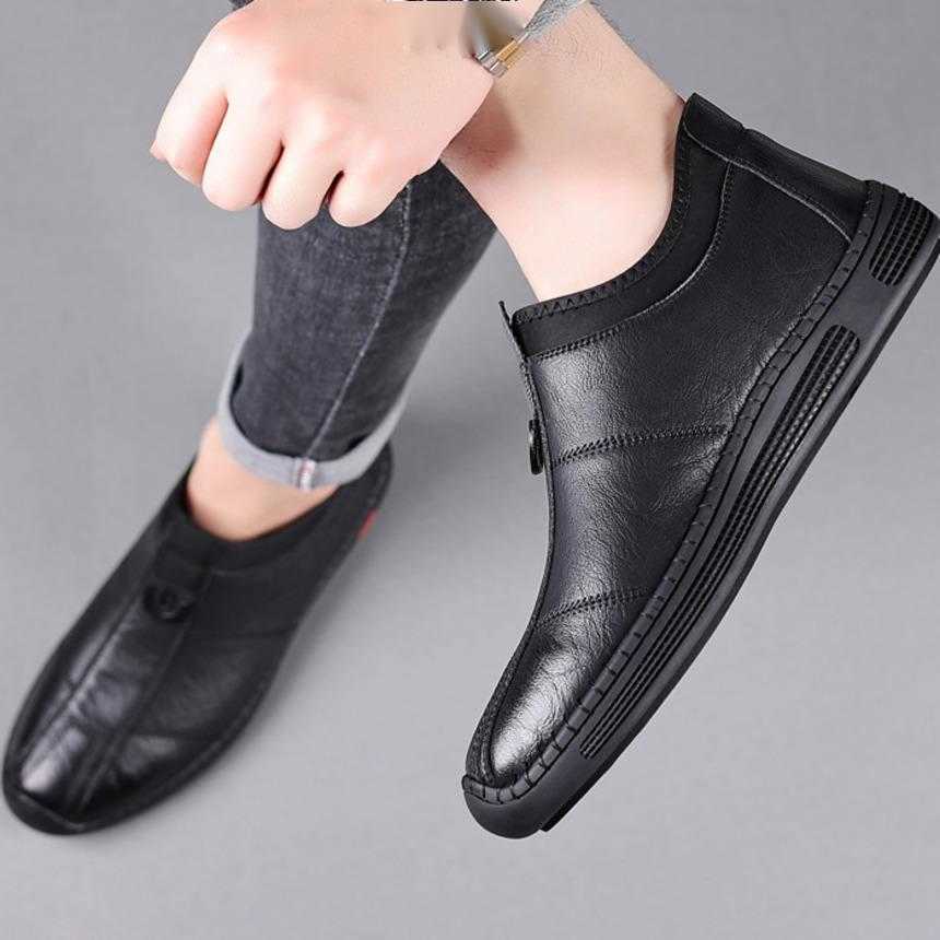 Men Dress Shoes Mens Leather Shoes Business Dress Casual Shoes British Style Korean Version Low Cut Breathable Driving Leather Shoes Bean Shoes Work S
