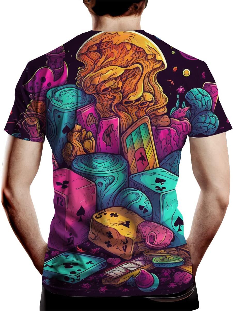 Mens T shirt Men's Fantasy Poker Cards Creative Novelty 3D Print T Shirt tee Casual tops summer clothes Breathable trend