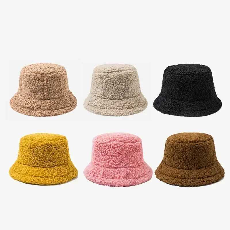 Smooth plush sheepskin hat solid color lace fashion sheepskin hat womens casual warm fisherman hat X241023