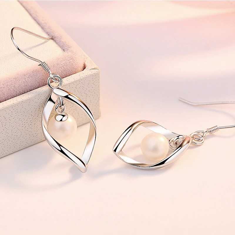 Real 925 sterling silver womens fashion jewelry new hollow pearl pendant earrings XY0027 W241023