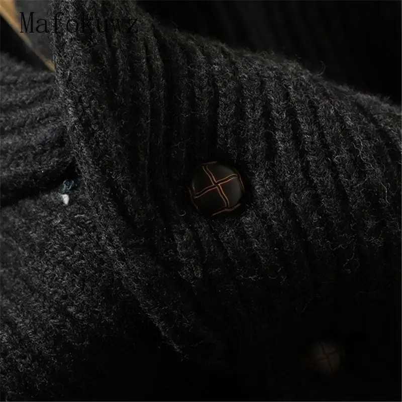 Japanese Retro Warm Thickened Lapel Knitted Cardigans Fashion Loose Casual High Street Knitted Sweaters Men Tops Male Clothes LX241024