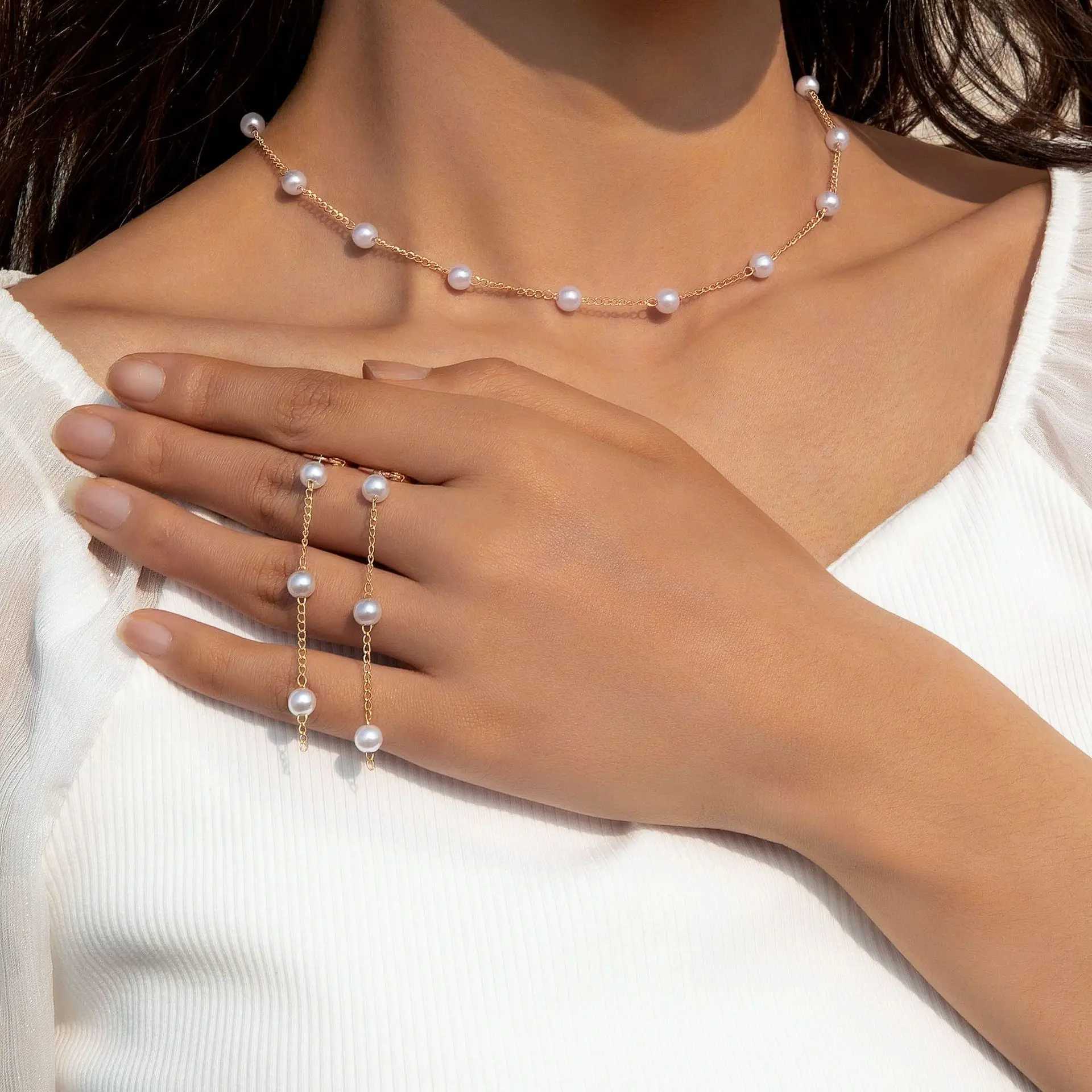 New Beads Womens Necklace Kpop Pearl tassel Earrings Gothic Necklace Jewelry Pendant Necklace Girls Necklace 2023 W241023